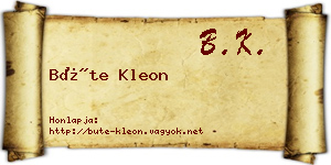 Büte Kleon névjegykártya
